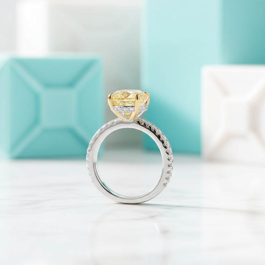 Classic 3.5 ct Topaz Oval Cut Diamond Engagement Ring-Evani Jewelry