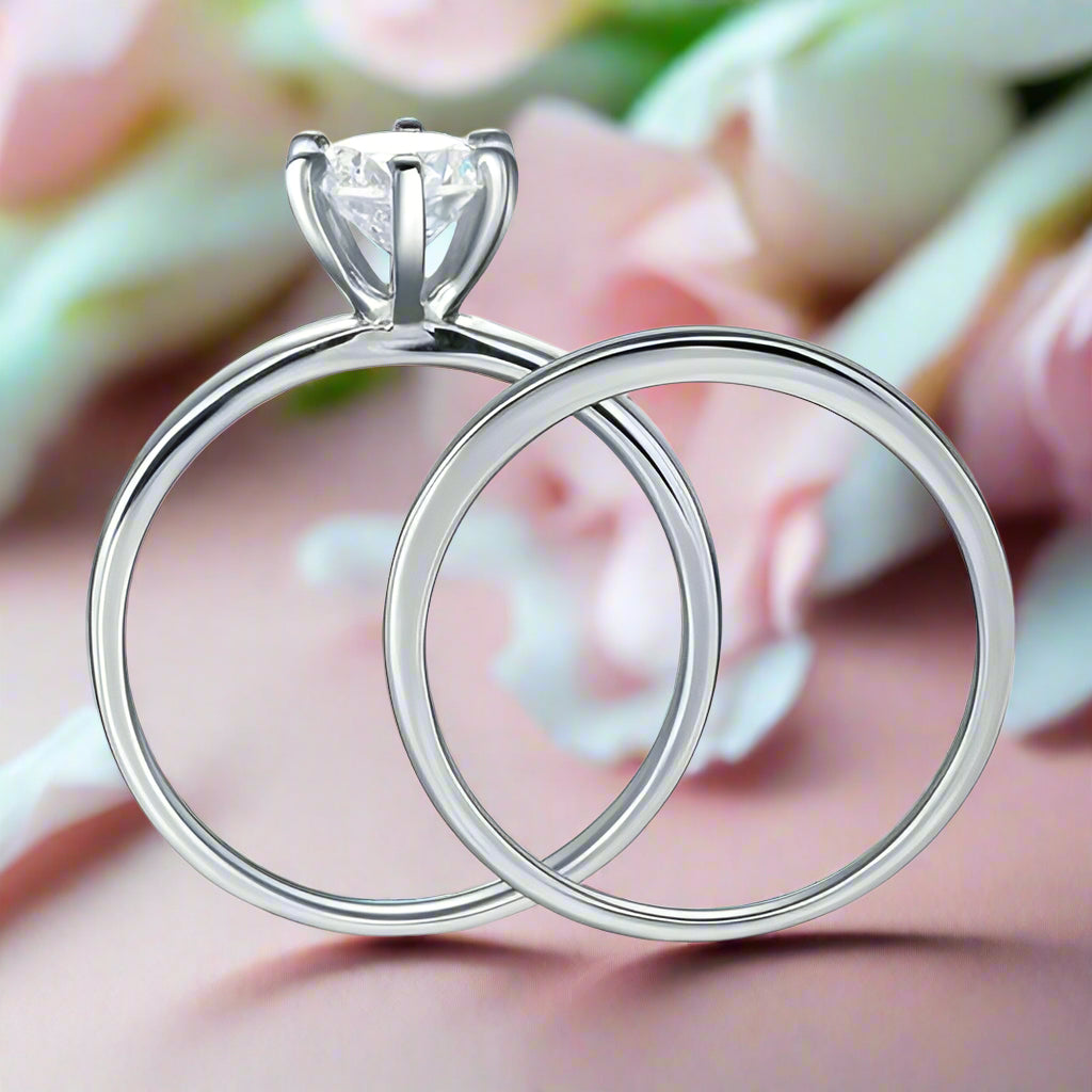 Classic 6 Claws 1.25 ct Diamond Ring Set-Evani Naomi Jewelry