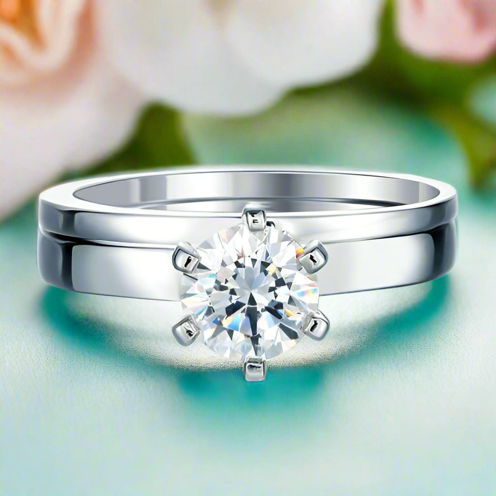 Classic 6 Claws 1.25 ct Diamond Ring Set-Evani Naomi Jewelry