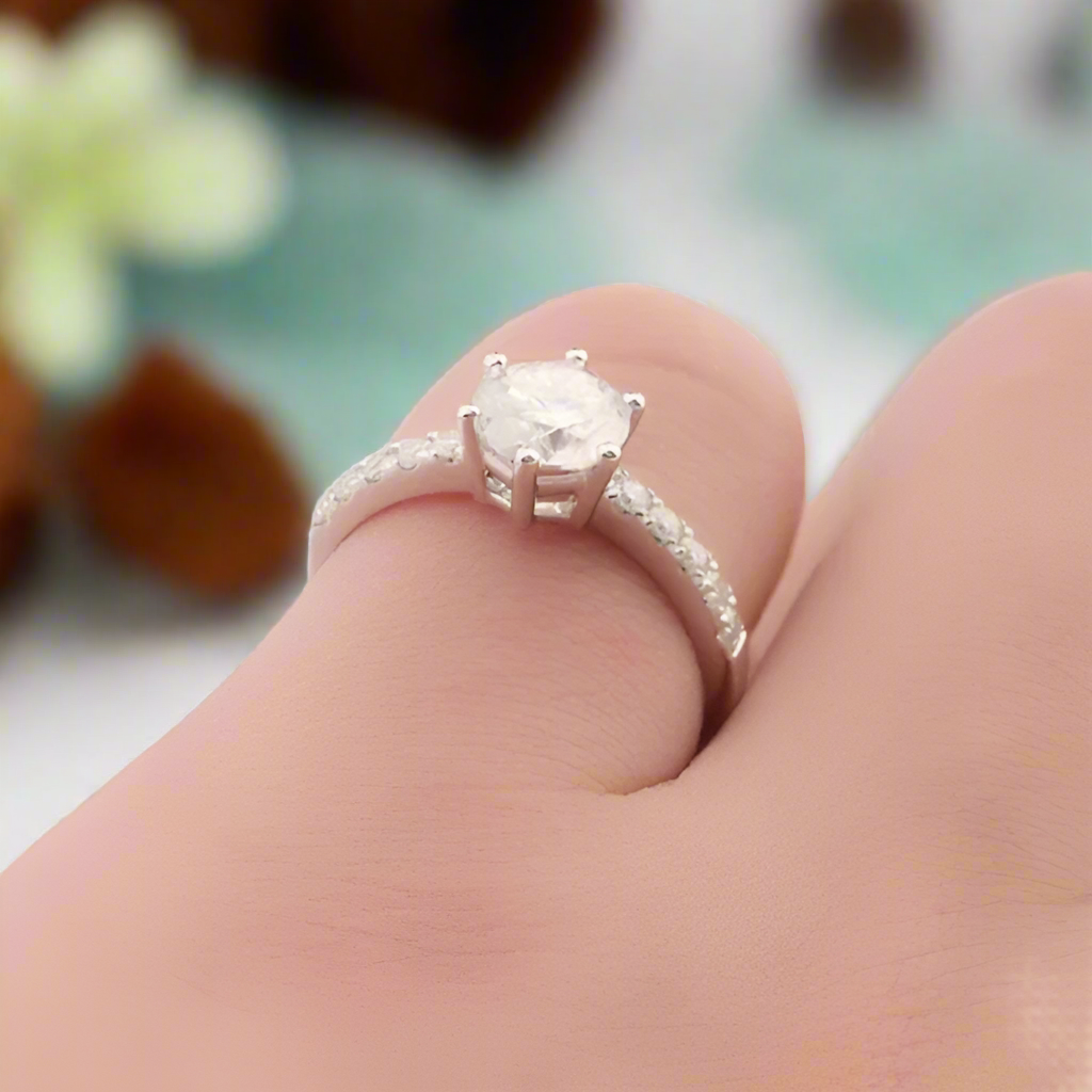 Classic 6 Prong 1ct Round Cut Diamond Engagement Ring-Evani Naomi Jewelry