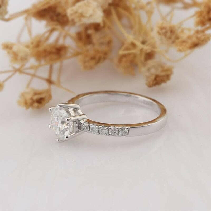 Classic 6 Prong 1ct Round Cut Diamond Engagement Ring-Evani Naomi Jewelry