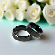 Classic 8mm Black Polished Tungsten Men's Wedding Band-Evani Naomi Jewelry
