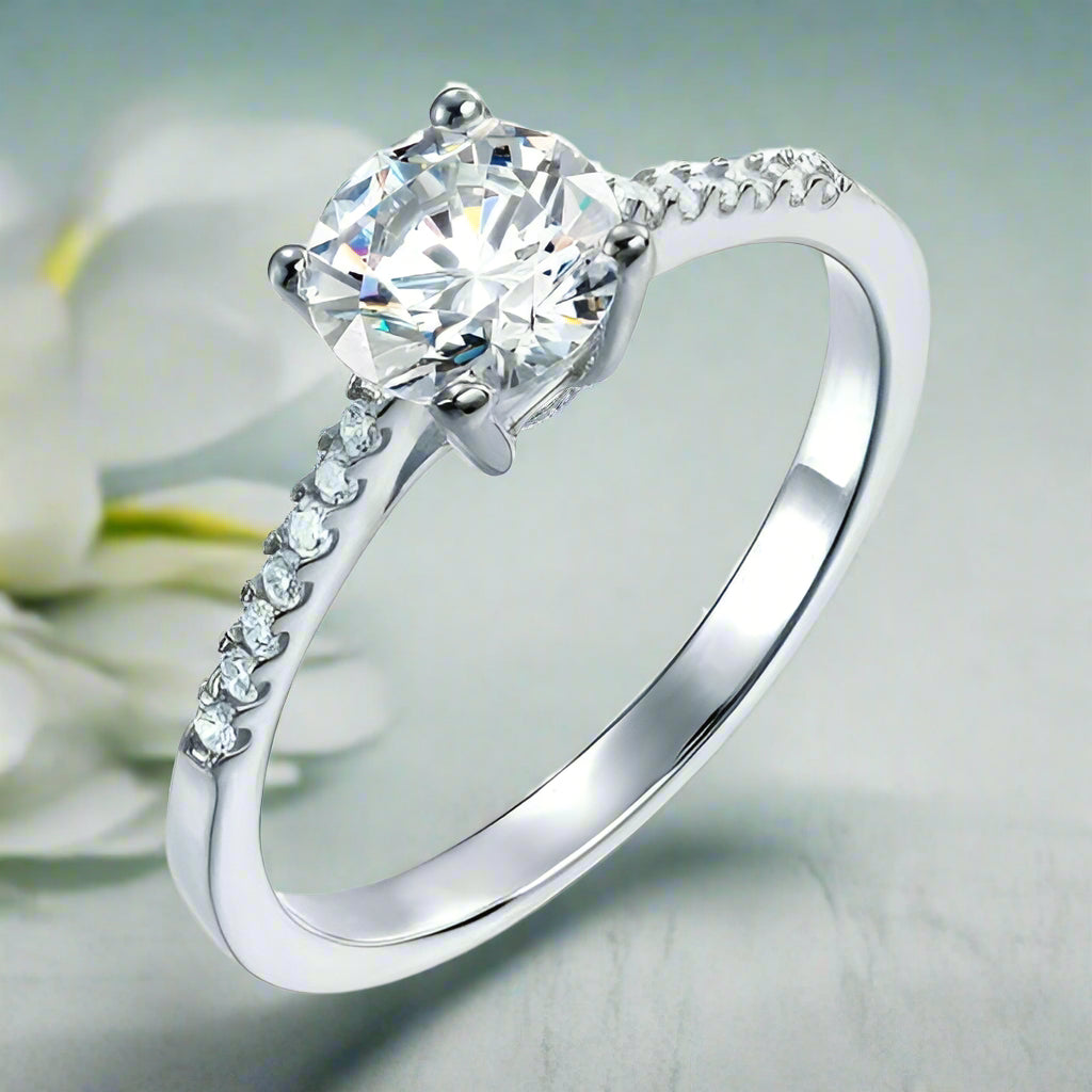 Classic Half-Eternity 1.25 ct Diamond Engagement Ring-Evani Naomi Jewelry