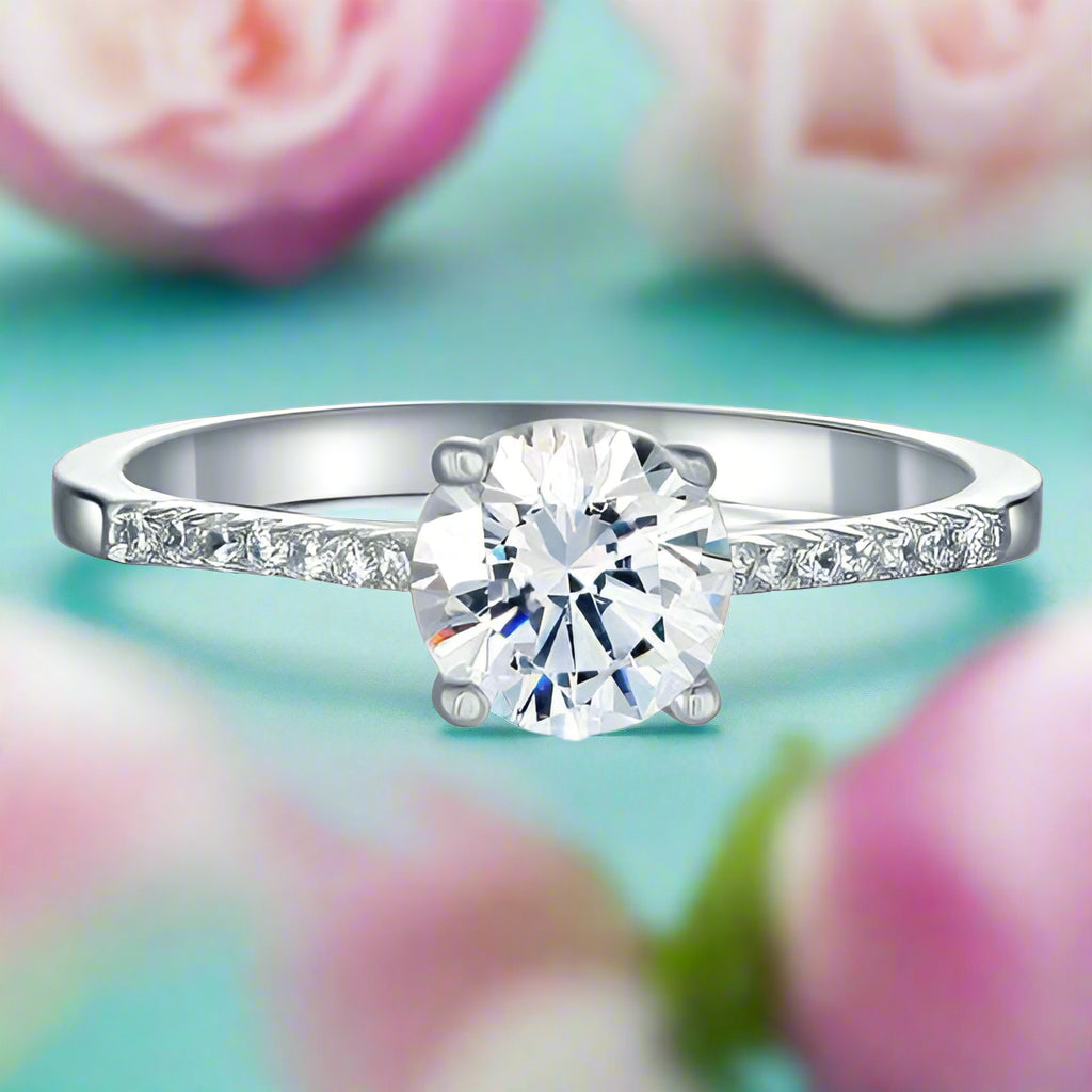 Classic Half-Eternity 1.25 ct Diamond Engagement Ring-Evani Naomi Jewelry