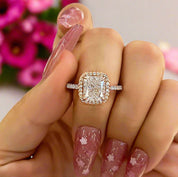 Classic Rose Gold Halo Radiant Cut Engagement Ring-Evani Naomi Jewelry