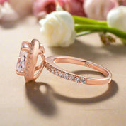 Classic Rose Gold Halo Radiant Cut Engagement Ring-Evani Naomi Jewelry