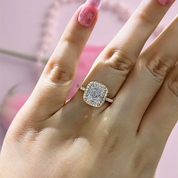 Classic Rose Gold Halo Radiant Cut Engagement Ring-Evani Naomi Jewelry