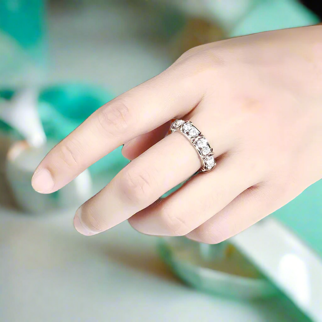 Classic Rose and White Gold Diamond Eternity Wedding Band-Evani Naomi Jewelry