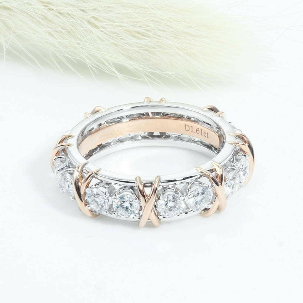 Classic Rose and White Gold Diamond Eternity Wedding Band-Evani Naomi Jewelry