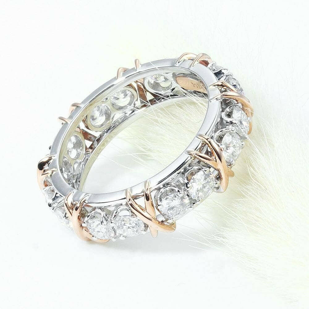 Classic Rose and White Gold Diamond Eternity Wedding Band-Evani Naomi Jewelry