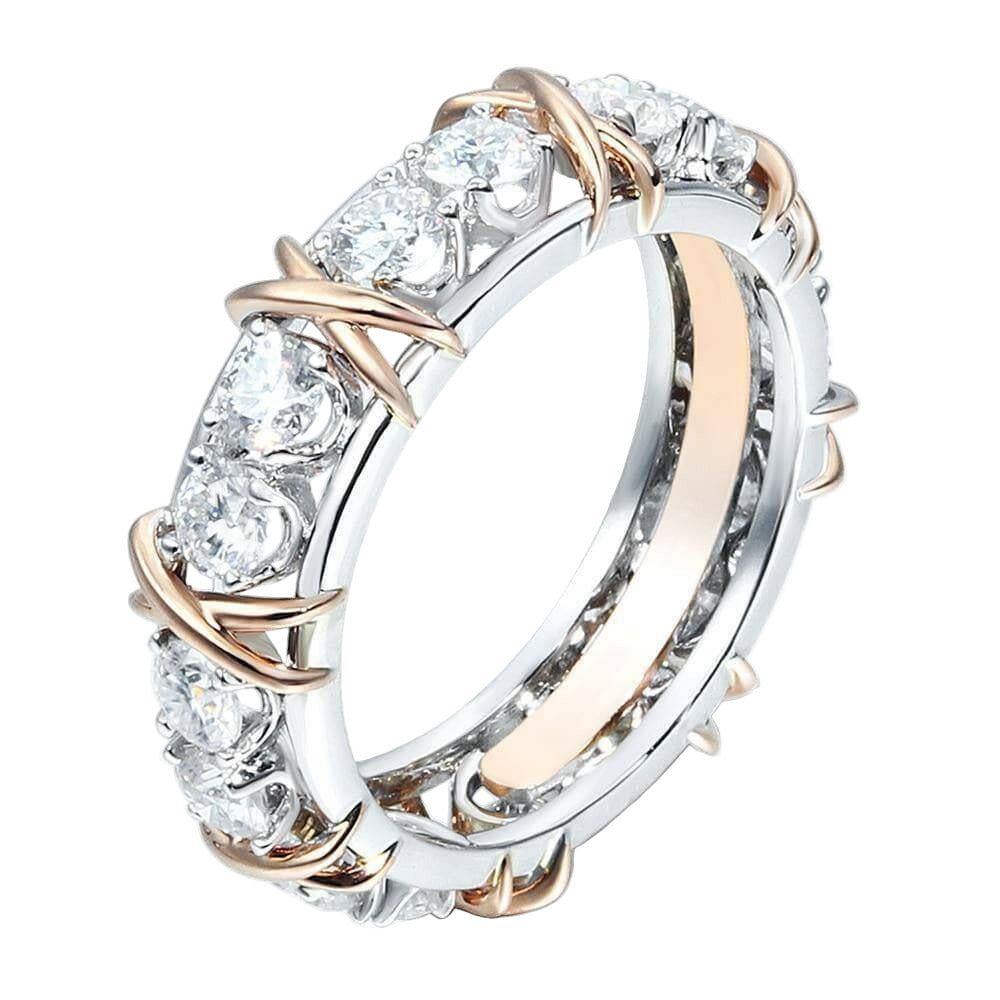Classic Rose and White Gold Diamond Eternity Wedding Band-Evani Naomi Jewelry