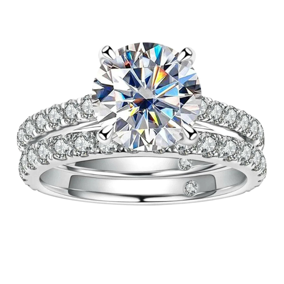 Classic Round 3.0ct Diamond Engagement Ring Set-Evani Naomi Jewelry