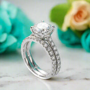 Classic Round 3.0ct Diamond Engagement Ring Set-Evani Naomi Jewelry