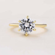 Classic Round Cut 2.0ct Solitaire Yellow Gold Bridal Set-Evani Naomi Jewelry