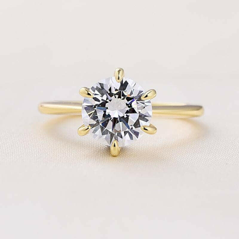 Classic Round Cut 2.0ct Solitaire Yellow Gold Bridal Set-Evani Naomi Jewelry