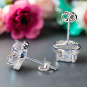 Classic Round Diamond Halo Stud Earrings-Evani Naomi Jewelry