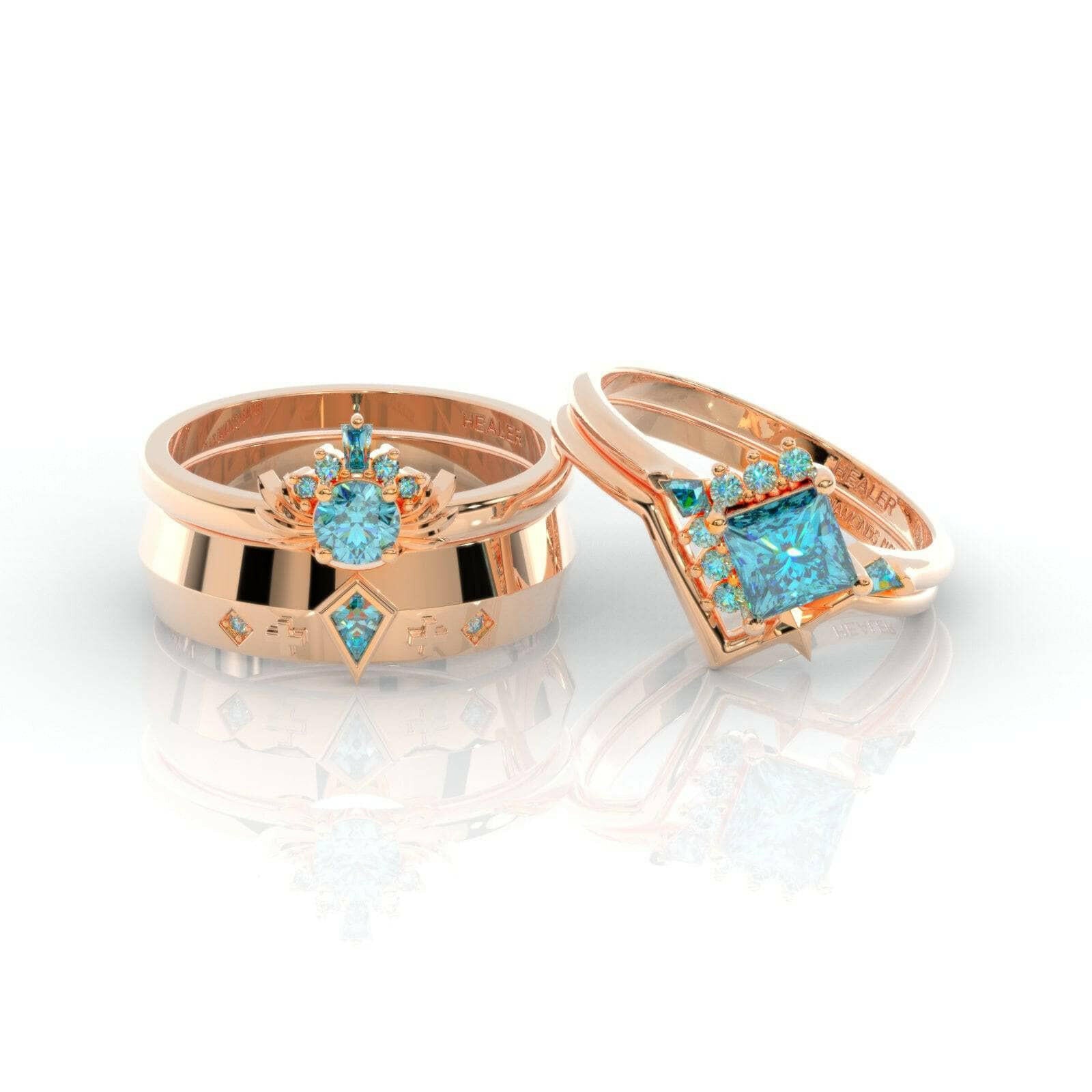 Cleric Ring Set- Video Game Inspired Rings in 14k White Gold-Evani Naomi Jewelry