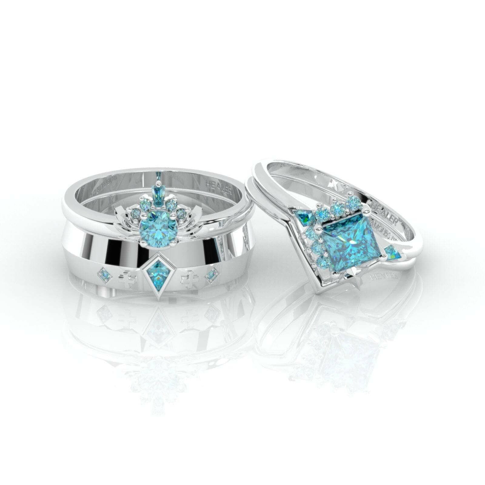 Cleric Ring Set- Video Game Inspired Rings in 14k White Gold-Evani Naomi Jewelry