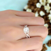 Cushion Cut 1ct Diamond Halo 14K Engagement Ring-Evani Naomi Jewelry