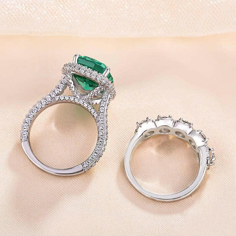 Cushion Cut 8.0ct Paraiba Tourmaline with Halo Bridal Set-Evani Naomi Jewelry
