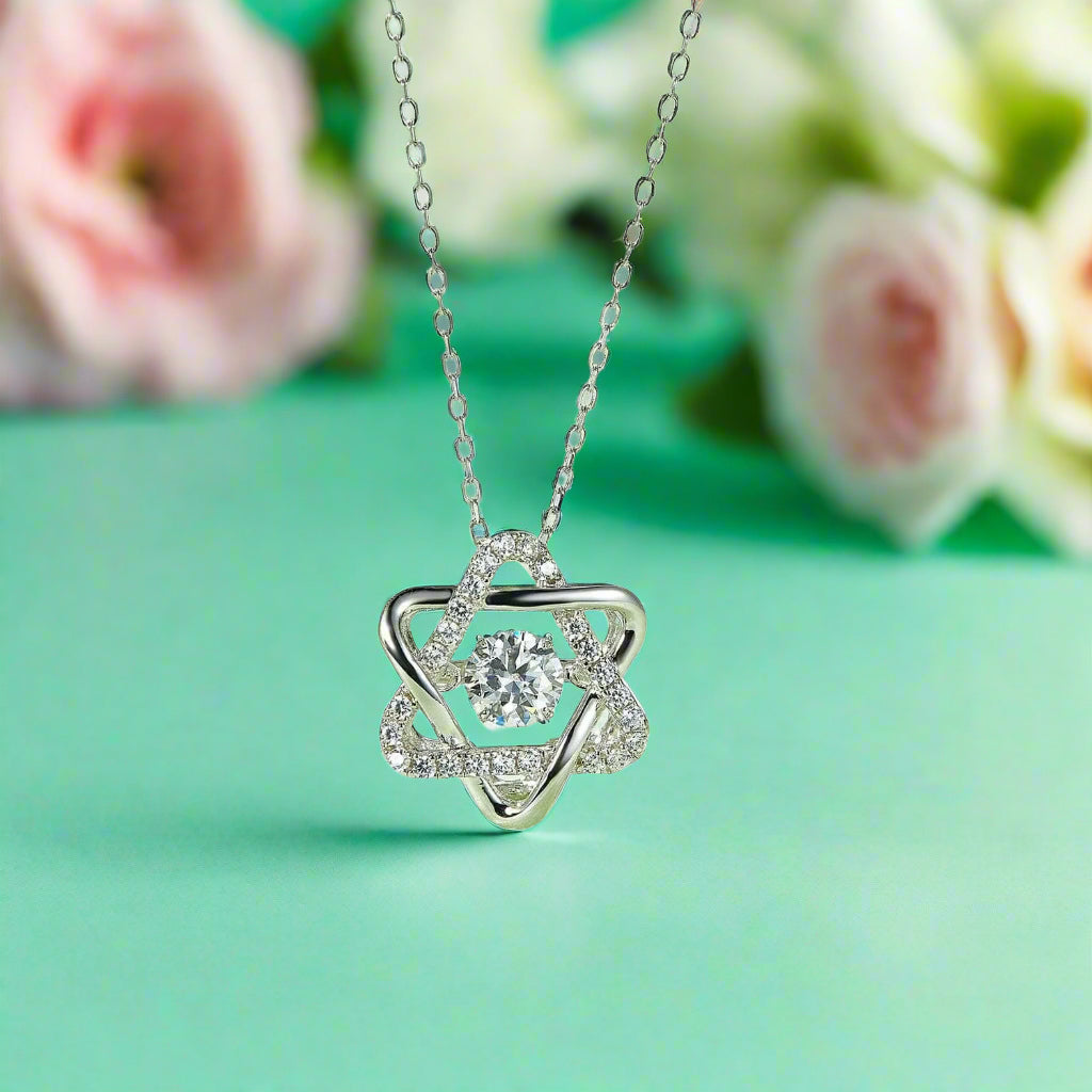 Dancing 0.5 ct Diamond Six-pointed Star Necklace-Evani Naomi Jewelry
