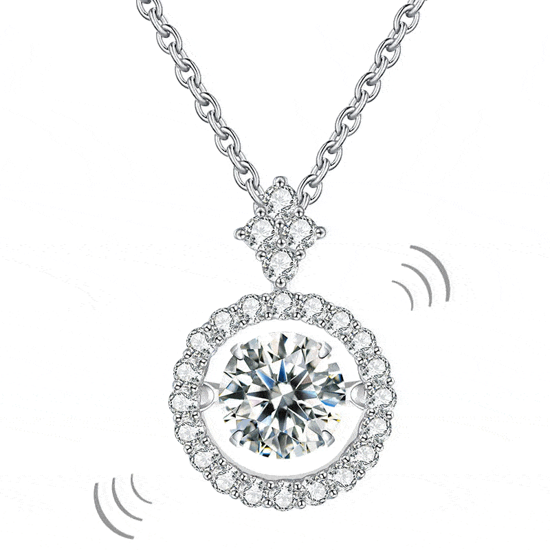 Dancing 1.0 ct Diamond Halo Necklace-Evani Naomi Jewelry