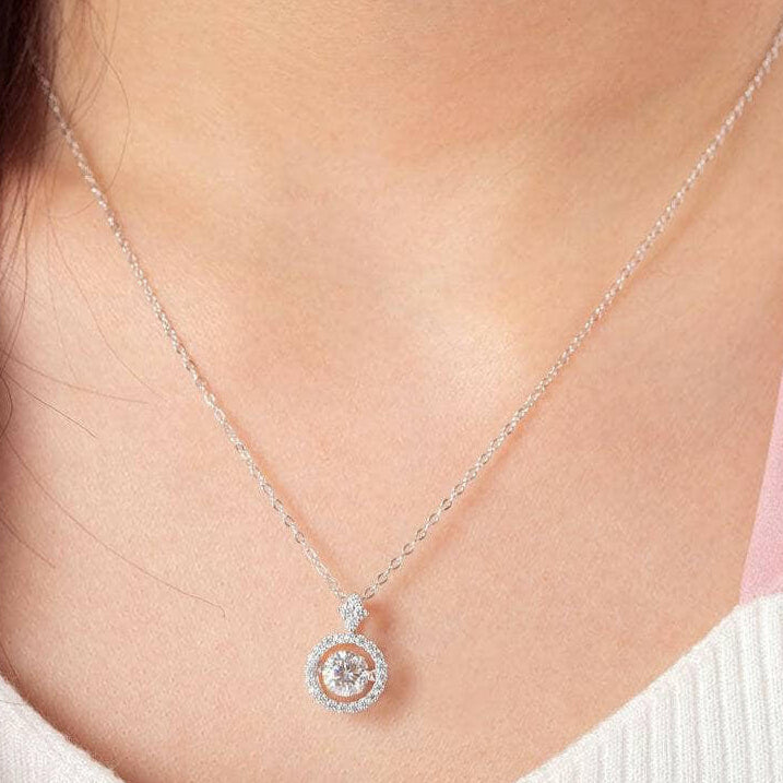 Dancing 1.0 ct Diamond Halo Necklace-Evani Naomi Jewelry