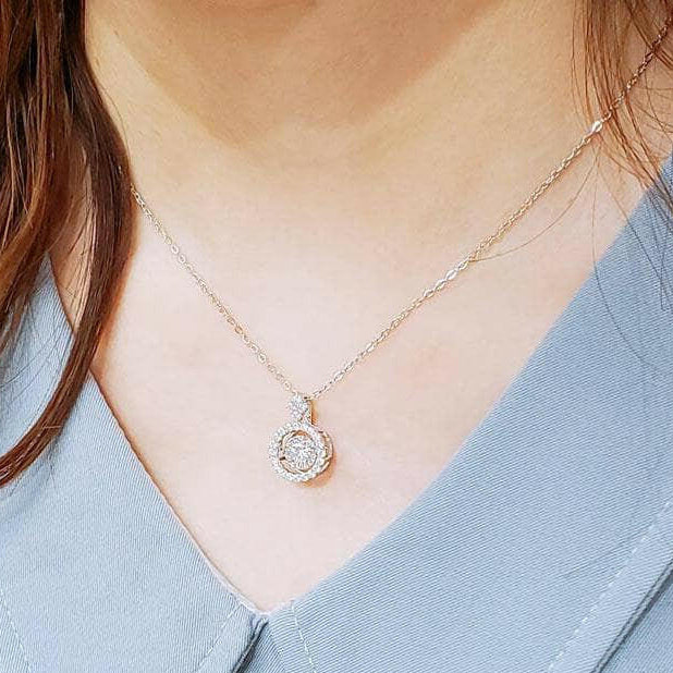 Dancing 1.0 ct Diamond Halo Necklace-Evani Naomi Jewelry