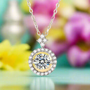 Dancing 1.0 ct Diamond Halo Necklace-Evani Naomi Jewelry