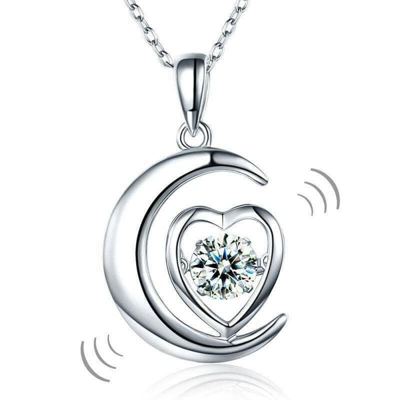 Dancing Diamond Heart & Moon Necklace-Evani Naomi Jewelry
