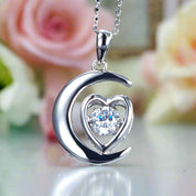 Dancing Diamond Heart & Moon Necklace-Evani Naomi Jewelry
