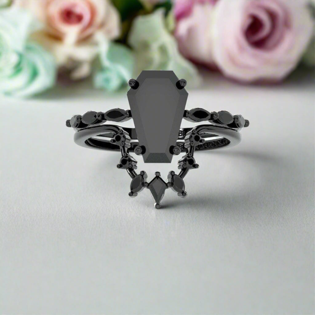 Devoted To You Gothic Rings in 14k Limited Coffin Cut Diamond-Evani Naomi Jewelry
