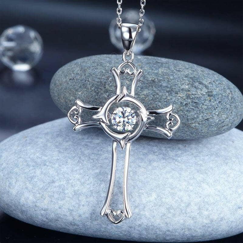 Diamond Heart & Cross Necklace-Evani Naomi Jewelry