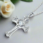 Diamond Heart & Cross Necklace-Evani Naomi Jewelry