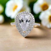 Double Halo 2.0 Ct Pear Cut Engagement Ring-Evani Naomi Jewelry