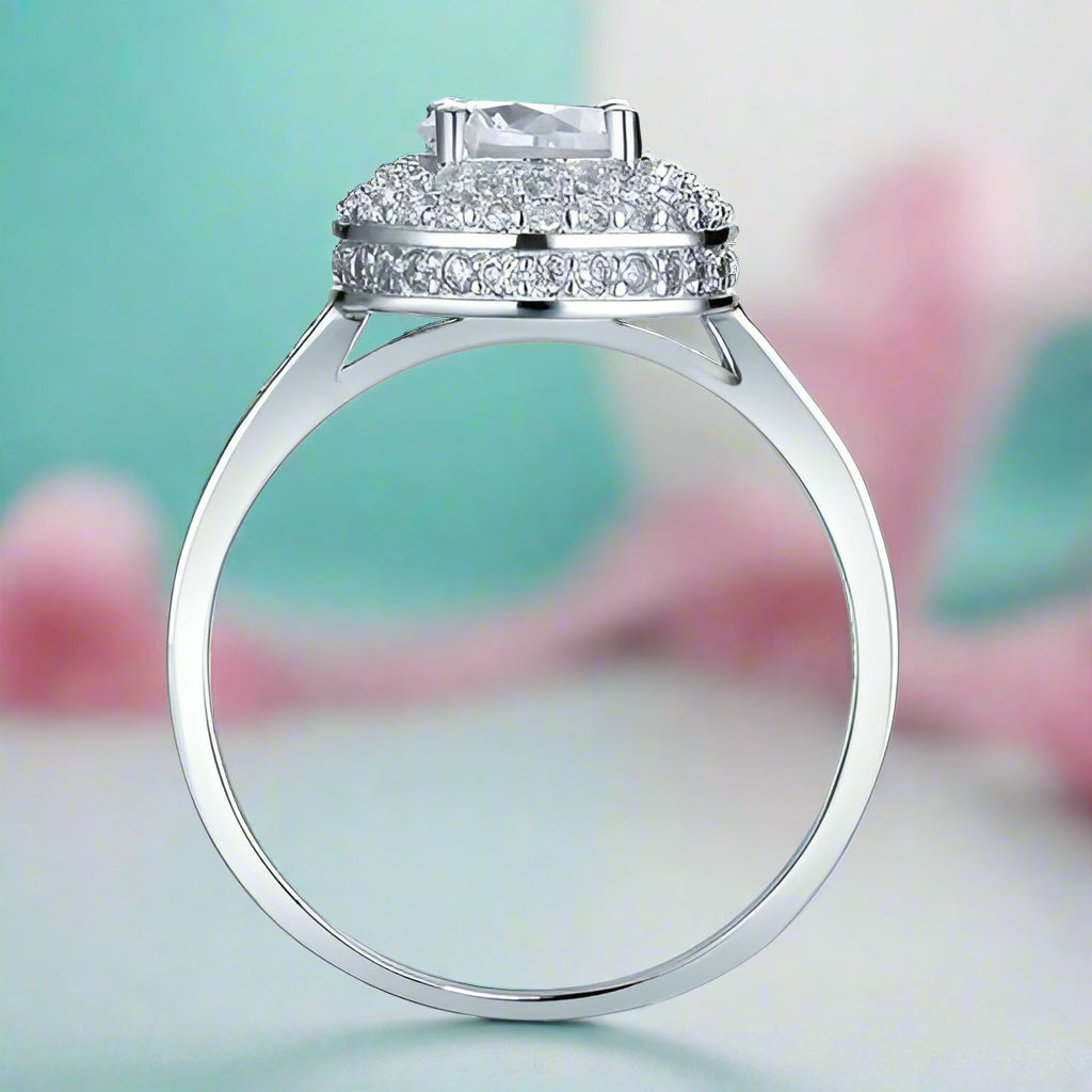 Double-Halo Round 1.00 ct Diamond Engagement Ring-Evani Naomi Jewelry
