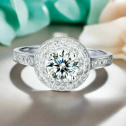 Double-Halo Round 1.00 ct Diamond Engagement Ring-Evani Naomi Jewelry