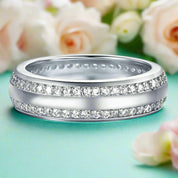 Double Inlay Diamond Wedding Band-Evani Naomi Jewelry