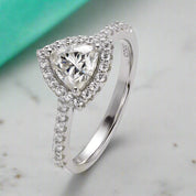Elegant 1.00 ct Trillion Halo Diamond Engagement Ring-Evani Naomi Jewelry