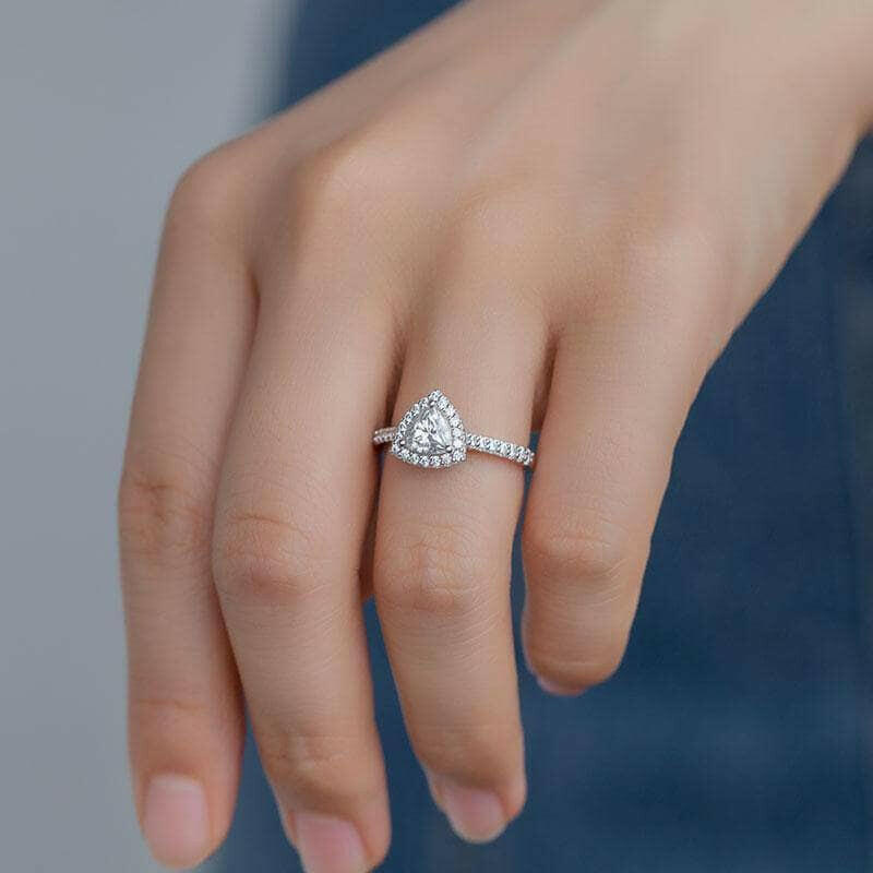 Elegant 1.00 ct Trillion Halo Diamond Engagement Ring-Evani Naomi Jewelry