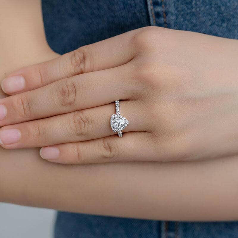 Elegant 1.00 ct Trillion Halo Diamond Engagement Ring-Evani Naomi Jewelry
