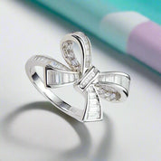 Elegant 1.0ct Bow-knot Design White Gold Engagement Ring-Evani Naomi Jewelry