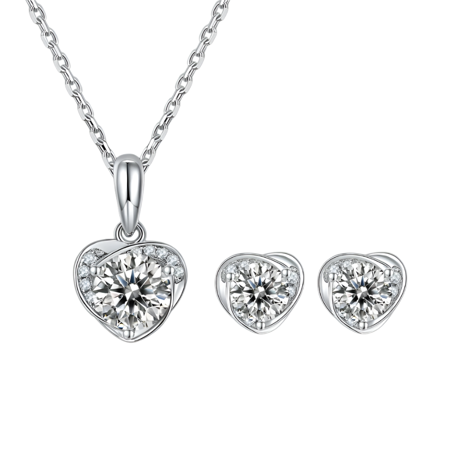 Elegant Heart-Shaped Diamond Jewelry Set-Evani Naomi Jewelry