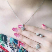 Elegant Heart-Shaped Diamond Jewelry Set-Evani Naomi Jewelry