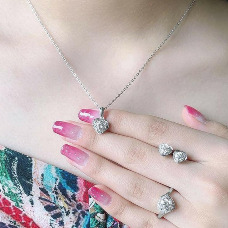 Elegant Heart-Shaped Diamond Jewelry Set-Evani Naomi Jewelry
