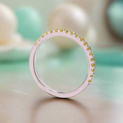 Elegant Light Yellow Sapphire Diamond Half Eternity Wedding Band-Evani Naomi Jewelry