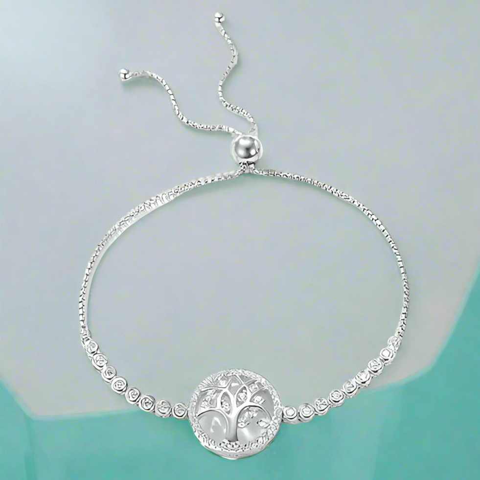 Elegant Tree Diamond Halo Bolo Bracelet-Evani Naomi Jewelry