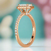 Elongated Classic Rose Gold Halo Radiant Cut Engagement Ring-Evani Naomi Jewelry