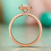 Elongated Classic Rose Gold Halo Radiant Cut Engagement Ring-Evani Naomi Jewelry
