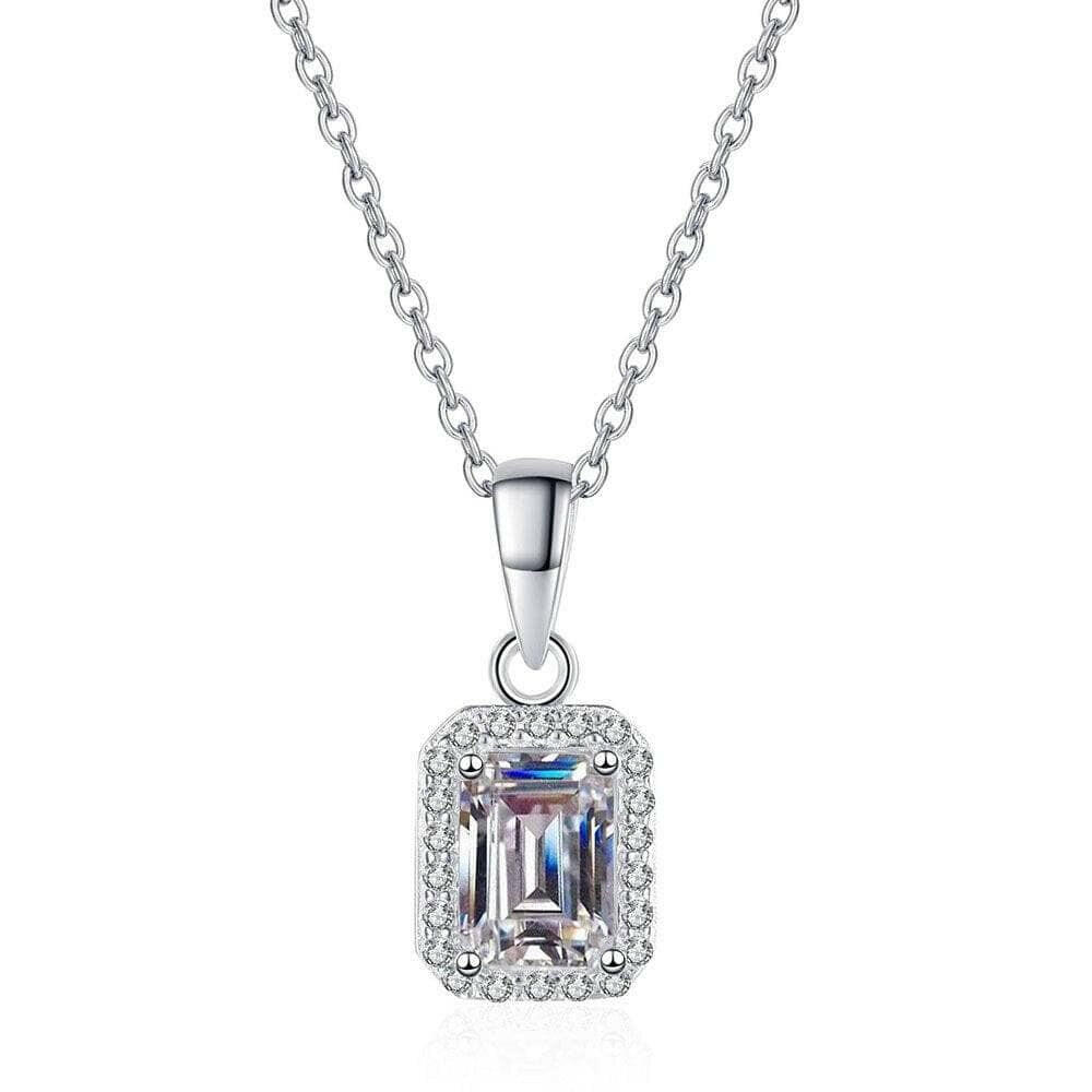 Emerald-cut 1.0 ct Diamond Clavicle Chain Necklace-Evani Naomi Jewelry